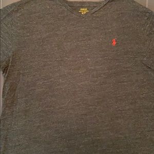 Polo long sleeve V-neck T shirt XL. Dark gray